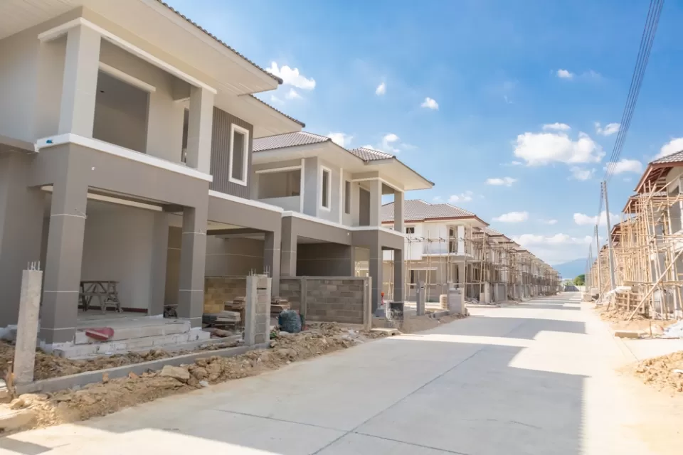 Gray houses under construction